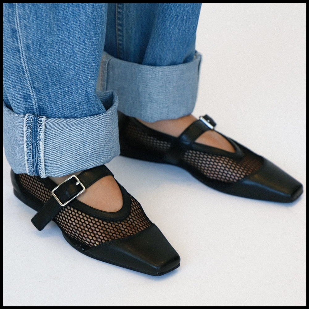 EUC Vagabond Wioletta Mesh Ballet Flat in Black